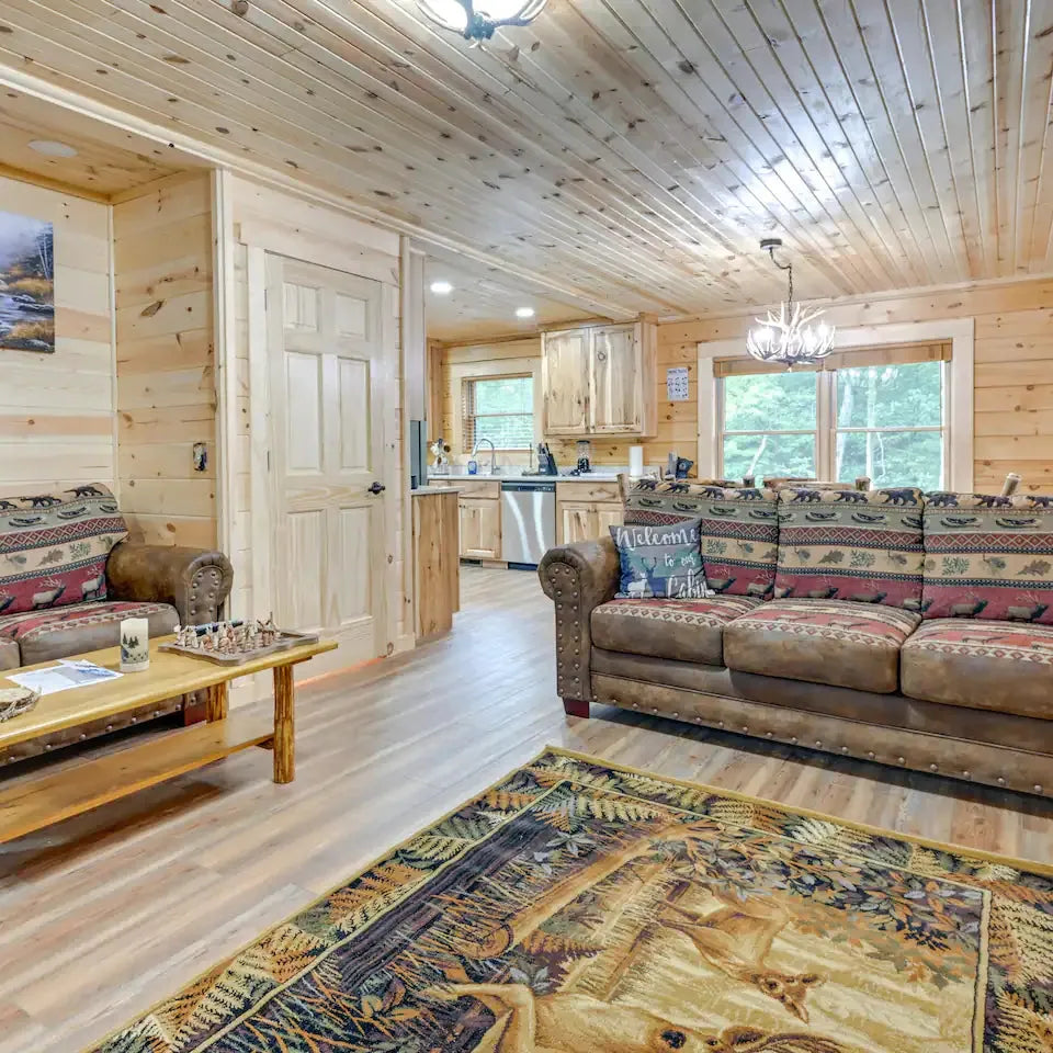 Spacious Log Cabin w/ Game Room & Fire Pit!