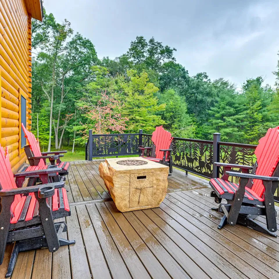 custom deck log cabin in adams wisconsin for rent
