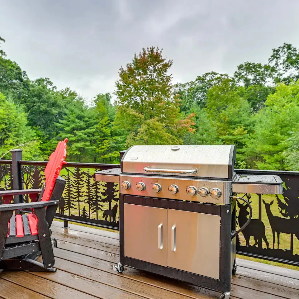 grill at cabin for rent in adams wisconsin